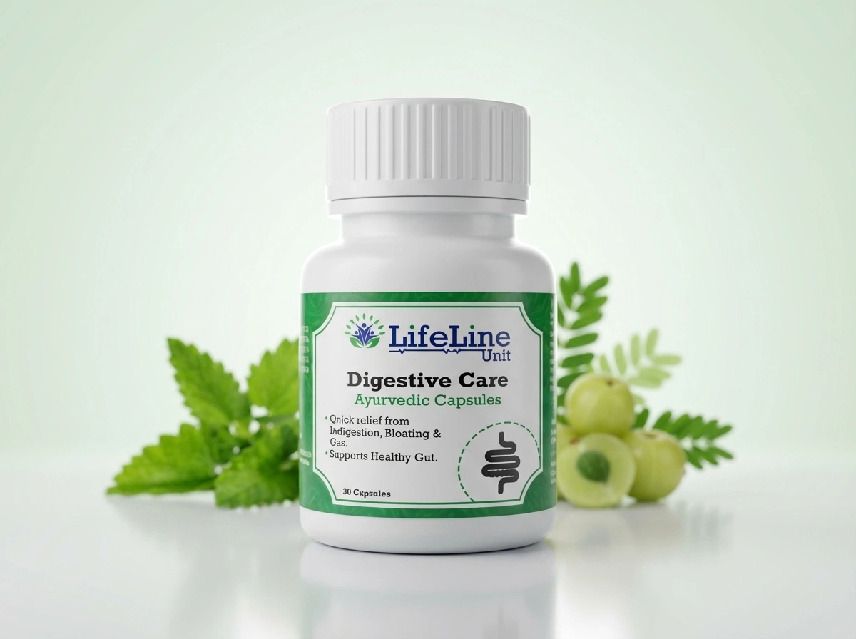 Life Line Unit Digestive Care Ayurvedic Capsules Quick Relief From Indigestion Bloating & Gas Supports Healthy Gut 30 Capsules